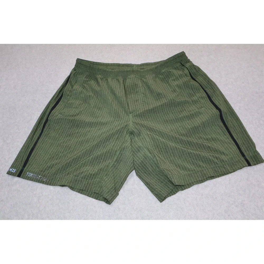 Lululemon Athletic Shorts Mens XL Green Herringbone Pace Breaker Stretch 9